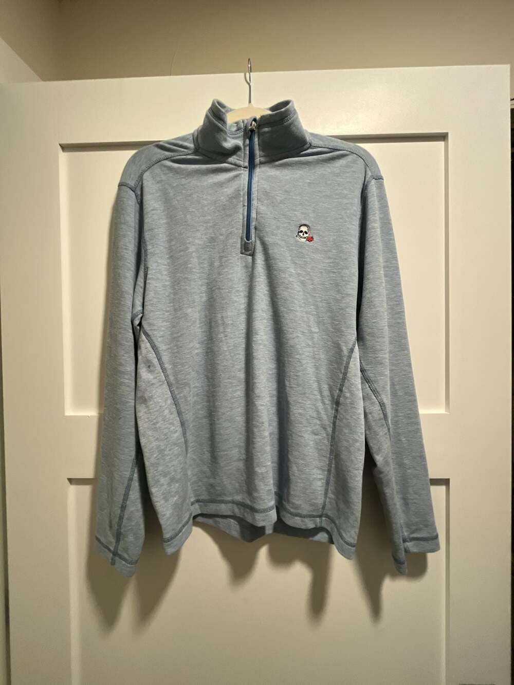 Robert Graham Skull with Rose Embroidered 1/4 Zip Pullover